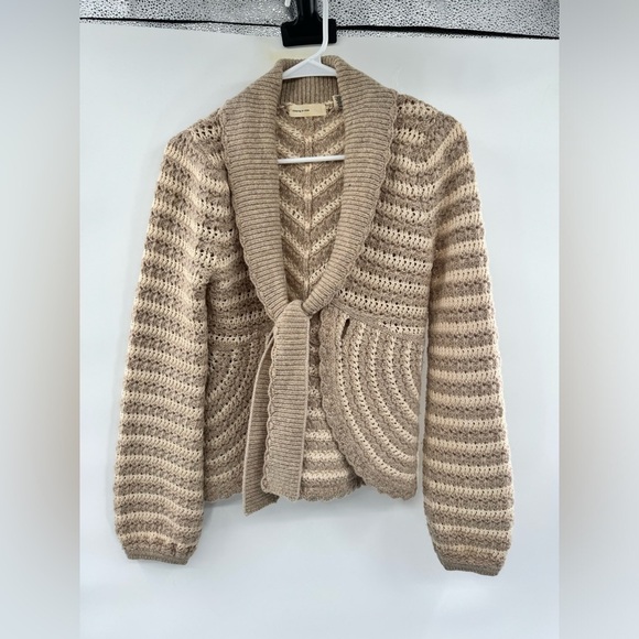 Anthropologie sleeping on snow brown sweater tie front size XS cardigan - Picture 11 of 12